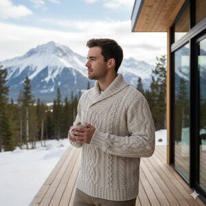 NWOT Loft604 Creative Frame Of Mind Men Large Heavy 100% Wool Sweater Turtleneck